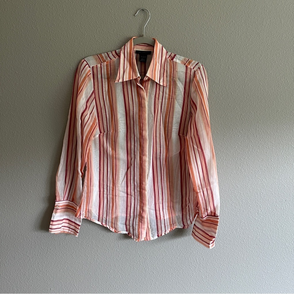 Vintage the Limited Sheer Striped Button Down Shirt Small